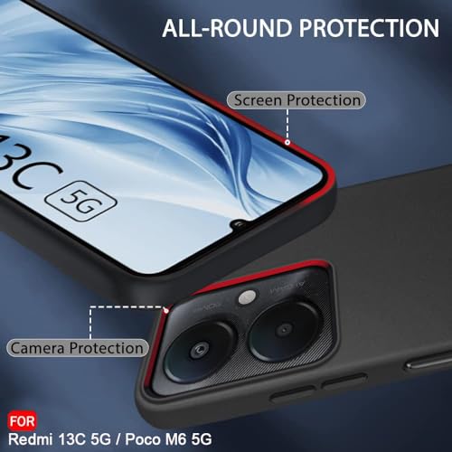 Image of TheGiftKart Sleek Back Cover Case for Mi Redmi 13C 5G / Poco M6 5G | Slim Fit Protective Design | Ultra Matte Finish | Camera Protection Bump | Soft Silicon Back Cover Case (Silicone, Black)