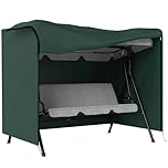 Outsunny 3 Seater 600D Oxford Patio Swing Chair Cover Outdoor Garden Furniture Rain Protection Protector Waterproof Anti-UV, 205 x 124 x 164cm, Deep Green