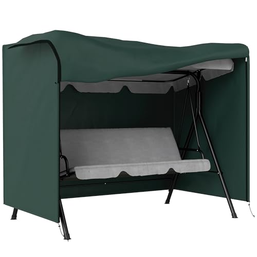 Outsunny hoes voor tuinschommel, beschermhoes voor Hollywoodschommel, afdekkap, waterdicht, zonwering, Oxford, groen, 205 x 124 x 164 cm