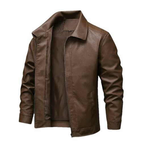 Veste de motard vintage en cuir pour homme noir de mi-saison