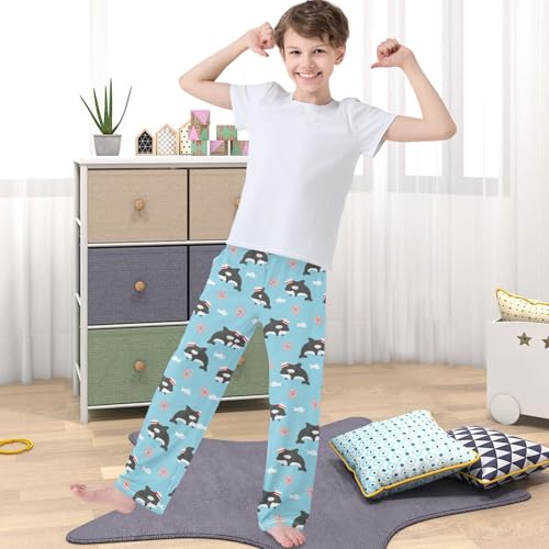 Boy's Pants Cartoon Little Whale Sailor Jogger Pants Elastic Waist Long Bottoms Trousers with Pockets 6-14 Years4