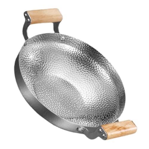 Unomor Stainless Steel Wok Pan Metal Cooking Pot Household Hot Pot Outdoor Cookware 1pc Single Pot for Easy Cooking on Gas Stove or Camping