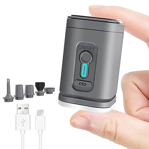 Image of ICEKATI - Portable Air Pump for Inflatables, Rechargeable Mini Inflation Pump with Camping Light for Pool Floats, Swimming Rings, Air Mattress, Pads for