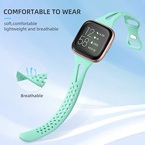 Odbeai Slim Sport Bands Compatible With Fitbit Versa 2 Bands For Women Men/Versa Bands Women，Band For Fitbit Versa Lite/Se, Slim Sport Breathable Soft Silicone Replacement Wristband For Versa, 4Packs #TOP3