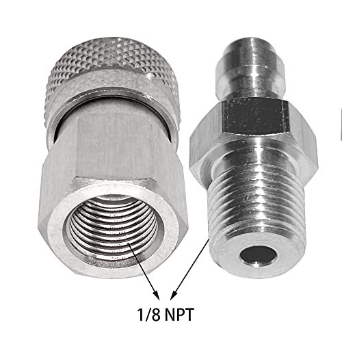 Universal 1/8 Npt Female Connector And 8Mm Male Plug Fill Nipple Quick-Disconnect Set, Stainless Steel Remote Line Male & Female Set For Pcp Foster Paintball Airsoft Air Gun Tool #TOP3