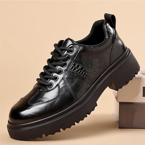 Men's Leather lace-up Thick-Soled Oxford Shoes Comfort Handmade Round Toe Non-Slip Soft Bottom Dress Derby Shoes for Driving Business Office4
