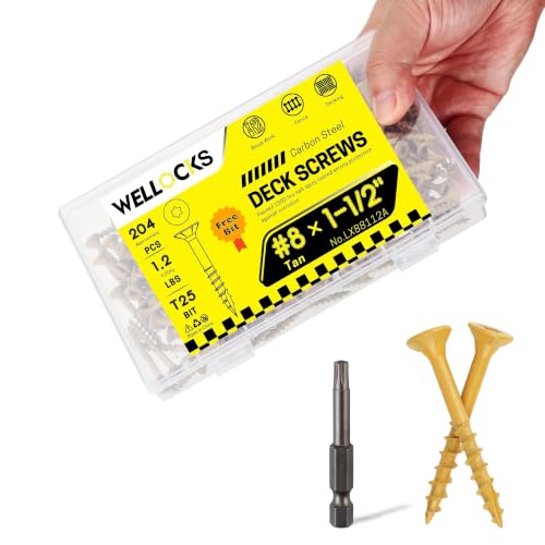 WELLOCKS #8 x 1-1/2 in Tan Deck Screws, 204 PCS with...