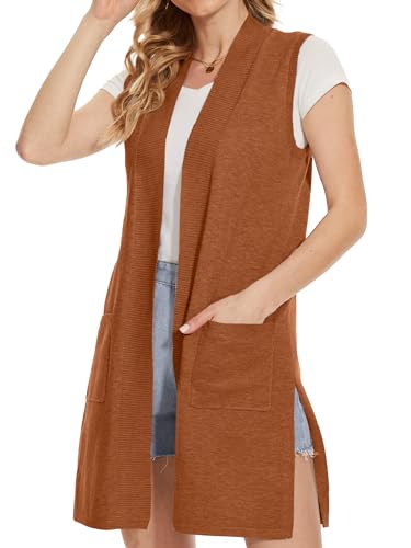 Image of Beautiful Nomad Sleeveless Cardigans for Women Long Sweater Vest