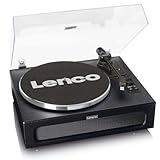 Lenco LS-430 Plattenspieler - Bluetooth Plattenspieler - integrierte Lautsprecher 40 Watt RMS - Riemenantrieb - Pitch Control - Vorverstärker - RCA Out und AUX-In - 3,5mm - Schwarz LS-430BK