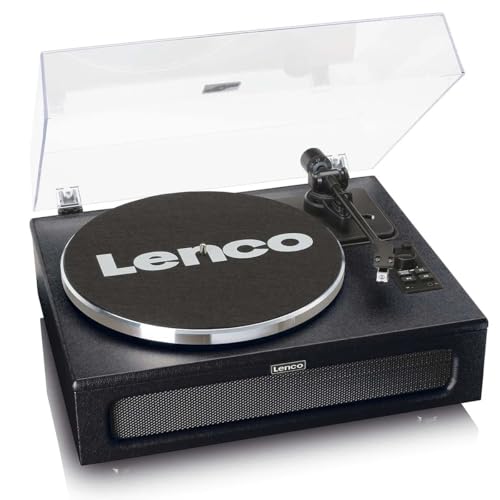 Lenco LS-430 Plattenspieler - Bluetooth Plattenspieler - integrierte Lautsprecher 40 Watt RMS - Riemenantrieb - Pitch Control - Vorverstärker - RCA Out und AUX-In - 3,5mm - Schwarz LS-430BK
