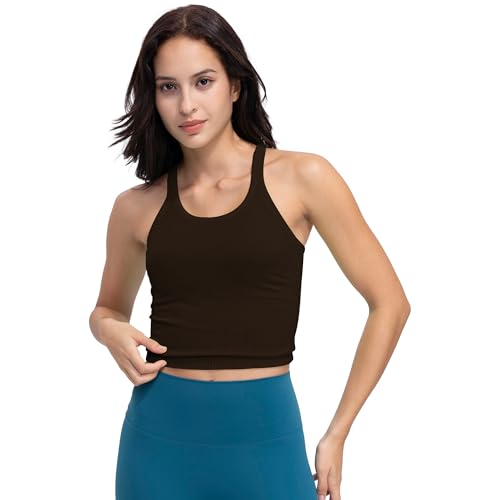 Seamless Ribbed Workout Racerback Tank Tops with Built in Bra for Women4