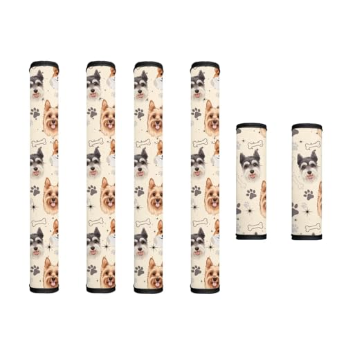 Image of Refrigerator Door Handle Covers Set of 6 Kitchen Electrical Appliances Handle Protector Anti-Slip Fridge Microwave Oven Decorations Accessories, Schnauzer Yorkshire Corgi Dog Puppy Bone