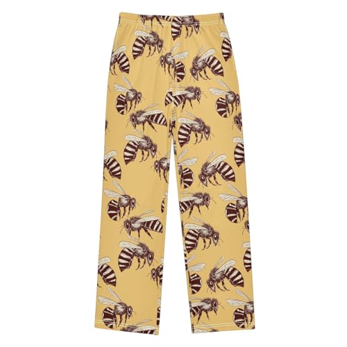 ZZXXB Bee Insect Print Boys Long Pants Soft Trousers Elastic Waist Kids Lounge Bottoms with Pockets S-XL