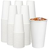 ECOEXTRA Coffee Cups 16 oz 200 Pack, Disposable Paper Cups for Hot Beverage Drinking, White Hot Cups Suitable for Party, Picnic, Travel, and Events