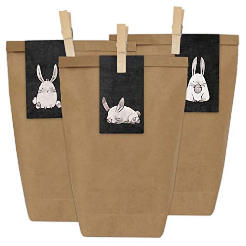 Papierdrachen 12 Bolsas de Regalo DIY para Pascua - Cesta Creativa con Bolsas de Papel y Pegatinas con Forma de Conejito - Diseño 18