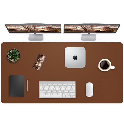 Image of Leather Desk Pad Protector,Mouse Pad,Office Desk Mat, Non-Slip PU Leather Desk Blotter,Large Desk mat,Waterproof Keyboard mat for Office /Home /Decor (Brown,48 inch x 24 inch)