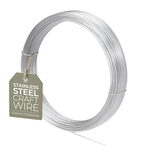 304 Stainless Steel Wire 0.4mm 26 Gauge 20m (65Ft), DIY Crafts, Artistic Wire for Jewellery Making, Bailing, Sculpting & Bonsai Training, Rust Resistant And Durable Craft Wire in Various Gauges