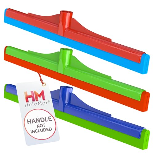 Image of HeloMor 16 Inch Floor Squeegee Head 3 Pack, Foam Squeegee Broom for Garage, Patio, Deck, Tile, Shower and Concrete Floors, Handle Not Included
