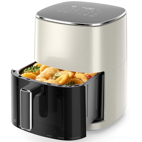 Sweetcrispy 6QT Air Fryer with Window, Square Airfryer Oven 12-in-1 for Family, 400°F Rapid Air Crispy Technology, Roast Bake Dehydrate, Nonstick & Easy-Clean Basket, White