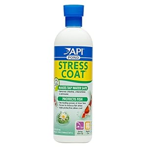 API POND STRESS COAT Pond Water Conditioner, Safe For Pets When Used As Directed, 473 ml Bottle,White