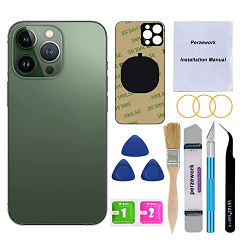 Perzework Rear Back Glass Replacement For Iphone 13 Pro 6.1 Inch All Carriers With Professional Repair Tool Kits (Alpine Green) #TOP8