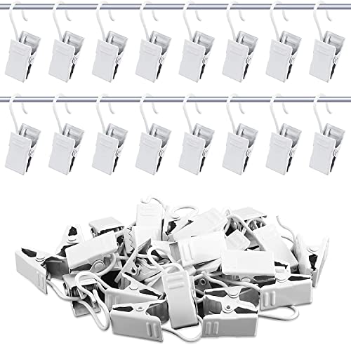 JANYUN 120 Pack White Clip Hook Set Curtain Clips for Curtain Picture Home Decoration Art Craft Dispaly Hang Light Clip (White)