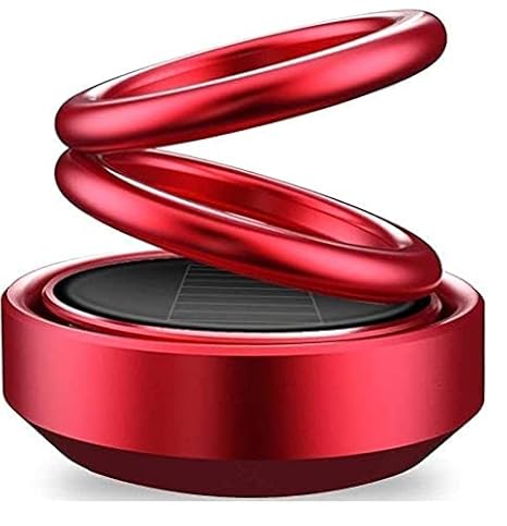 NDKART Darsh Solar Ring Car Perfume/Solar Energy Rotating Car Perfume/Solar Energy Car Perfume/Solar Dancing Car Perfume/Solar Perfume for Car Dashboard - Red