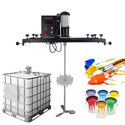 Máquina mezcladora eléctrica de tanque, mezclador de pintura IBC de 980 W con varilla agitadora ajustable de acero inoxidable de 720-1200 mm e impulsor para agitar pintura, revestimiento, pegamento