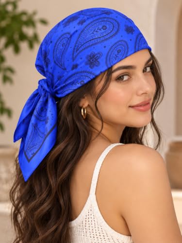 Image of Ravaiyaa - Attitude is everything Women Printed Silk Bandana 21 x 21 Inch Square Headband & Hair Wrap, Soft & Versatile | Fashion Neck Wrap