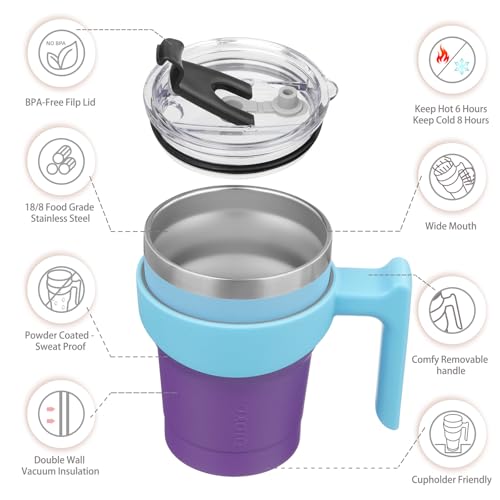 Image of BJPKPK 10 oz Mini Tumbler with Lid, Straw & Handle, Insulated Steel Cup