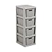 BranQ - Home essential Scaffale in Rattan, in plastica PP Senza BPA, Grigio Chiaro, 29,5 x 24 x 64,2 cm, Polipropilene, 4 Körben