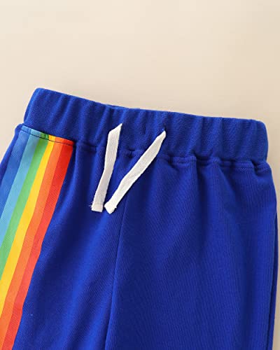 Image of HILEELANG Toddler Boy Summer Short Clothes Sets Cotton Crewneck Tees Shorts Pocket Adjustable Knite Shorts Playwear Sets