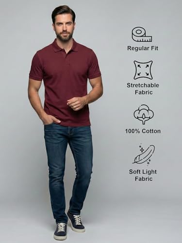 Image of XENOVAURBAN Cotton Polo t Shirt for Man | Regular Fit Solid Color Classic Cotton Polo T-Shirt with Collar for Men