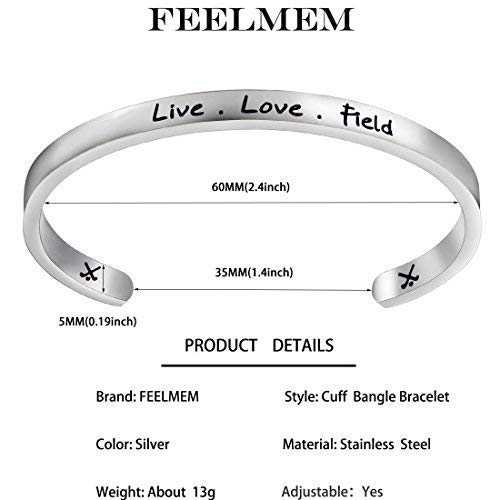 FEELMEM Field Hockey Bracelet - Live Love Field Cuff Bangle, Gift for Players/Coaches2