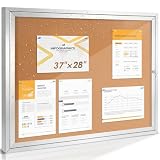 SWANCROWN 37x28 in Outdoor Enclosed Cork Bulletin...