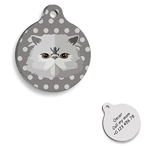 Persian Cat id Tag Heart - Cat Personalized Dog Tag - Cat Custom Name Tag - Customized Pet Tags - Cat Name id Tag for Dog - Cat Name Tag
