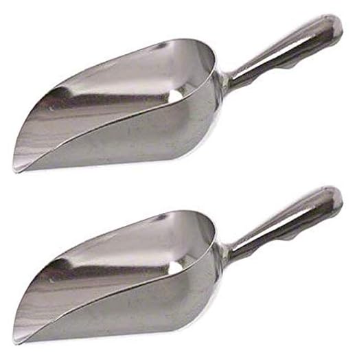 SET OF 2, 12 Oz. (Ounce) Bar Ice Scoop, Dry Bin Scoop, Dry Goods Scoop, Candy Scoop, Spice Scoop, Cast Aluminum