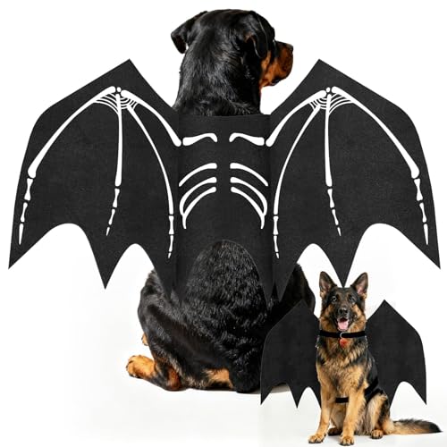 Olanrun Large Dog Halloween Costumes, Adjustable Dog Bat Wings Costumes for Large Dogs with Pumpkin...
