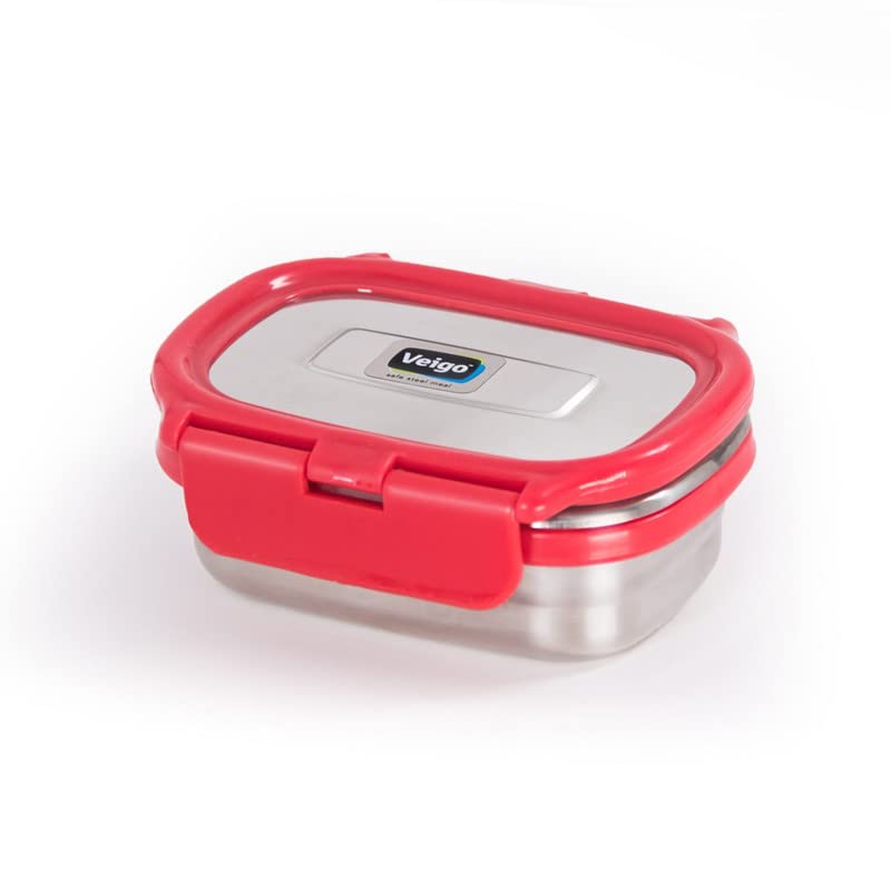 Veigo Original Stainless Steel Small Veg Box(180 ml)| Airtight & Leakproof| Freezer & Dishwasher Safe| Ideal for Sauces & Dips| Kids Veg Box for School|Silicone Ring|Safe Lid Lock| Red (B0C6H75X7P) Amazon Price History, Amazon Price Tracker