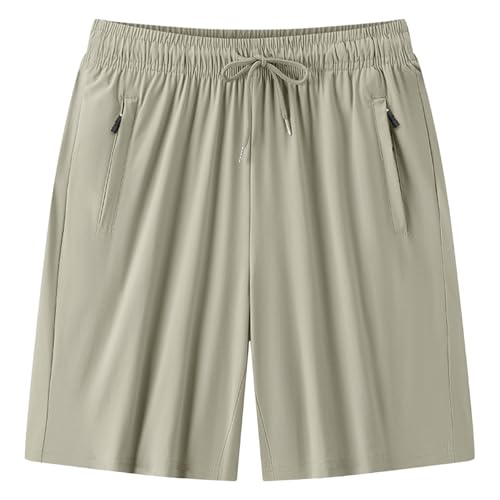 Pantalon Corto Hombre Verano Algodon-Pantalones Cortos de Entrenamiento de Gimnasio para Hombre, Entrenamiento atlético Ligero, Correr, Senderismo, Basculador con Bolsillos con Cremallera