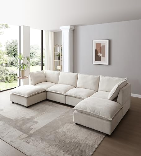Oversized U-Shaped Modular Sectional Sofa with Reversible Chaises and Sleeper Bed for Living Room