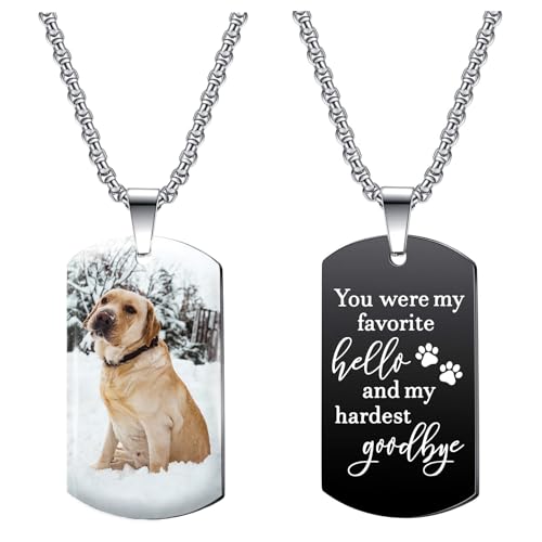 Funnylife Personalized Pet Memorial Necklace for Dogs Cats Custom Dog Photo Memory Keepsake Cat Memorial Gifts Pet Loss Sympathy Gift