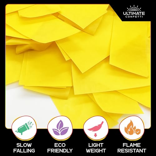 Image of Ultimate Confetti, Yellow Biodegradable Confetti - Rectangular Fluttering Tissue Paper Confetti for Cannon and Launcher use - Best for Gender Reveal, Parties, Concerts and Weddings - 20 lb, 320 oz