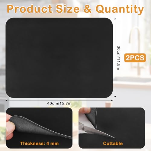 FICOFISE 2 Stück Schnelltrocknend & Wasserabsorbierende Unterlage Kaffeemaschine, 40x30cm Rutschfest Abtropfmatte Geschirr & Kaffeemaschine Abtropfmatte für Küche Arbeitsplatte, Spüle (Schwarz)