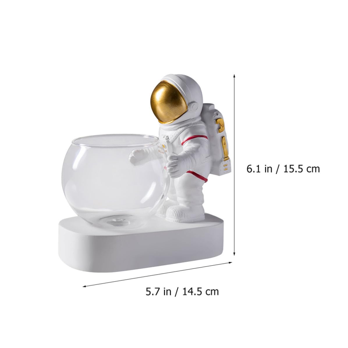 Contenitore Idroponico in Vetro e Resina con Luce LED Astronauta, Decorazione per Piante Succulente e Acquatiche, Porta Fioriere da Interno per Casa e Ufficio
