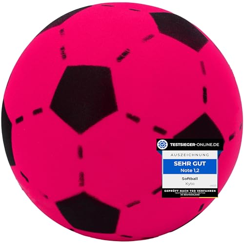 Softball 20 cm Schaumstoffball Kinder Fußball gelb weicher Ball Soft Bälle (1 Ball, Fuchsia)