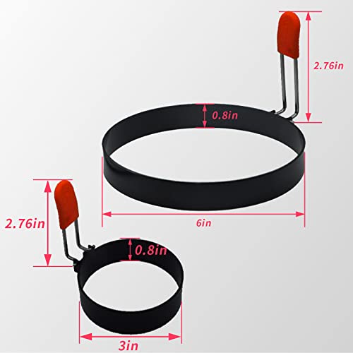 Escultora 6Pcs Pancake Ring, Cooking Rings, Nonstick Black Coated Metal Egg Ring With Anti-Scald Handle For Griddle, Diy Sandwich Eggs, English Muffin, Pancakes, Burger, Breakfast #TOP1