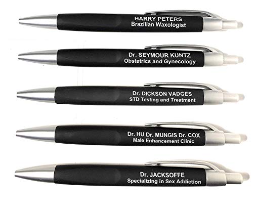 Laughable Funny Pens | Novelty Ballpoint Pens | Gag Gift | For Nurses, Doctors, Med School Students, Medical professionals/assistants, Social Workers, Servers, Waiters | Set of 5 Pens