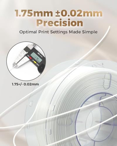 Image of VOXELAB Silk+ PLA Filament 1.75mm, Shiny Chrome-Like Finish with Enhanced Layer Adhesion, 1kg (2.2lbs) for Most FDM 3D Printers, Smooth & Flawless Printing(White)