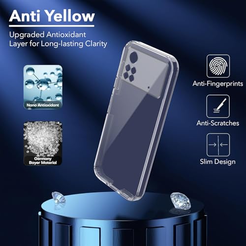 Image of Jkobi Back Cover Case for Poco X4 Pro 5G (Hard Anti Yellow Clear Case | Drop & Camera Protection | Shockproof Polycarbonate)